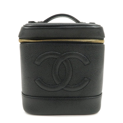 CHANEL COCO Mark Caviarskin Vanity Bag Hand Bag Black A01998