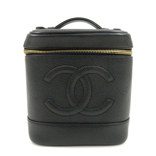 CHANEL COCO Mark Caviarskin Vanity Bag Hand Bag Black A01998