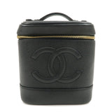 CHANEL COCO Mark Caviarskin Vanity Bag Hand Bag Black A01998