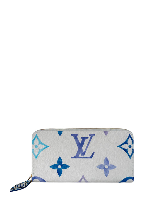 Louis Vuitton 2023 Blue Monogram Giant By The Pool Zippy Wallet