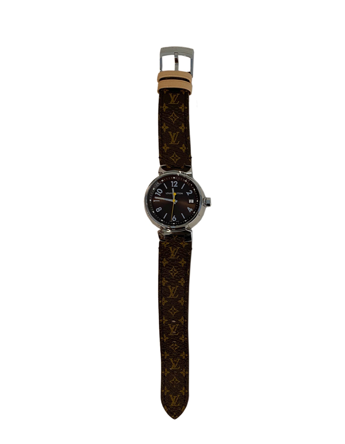Louis Vuitton Monogram Tambour Brun 28mm Quartz Watch