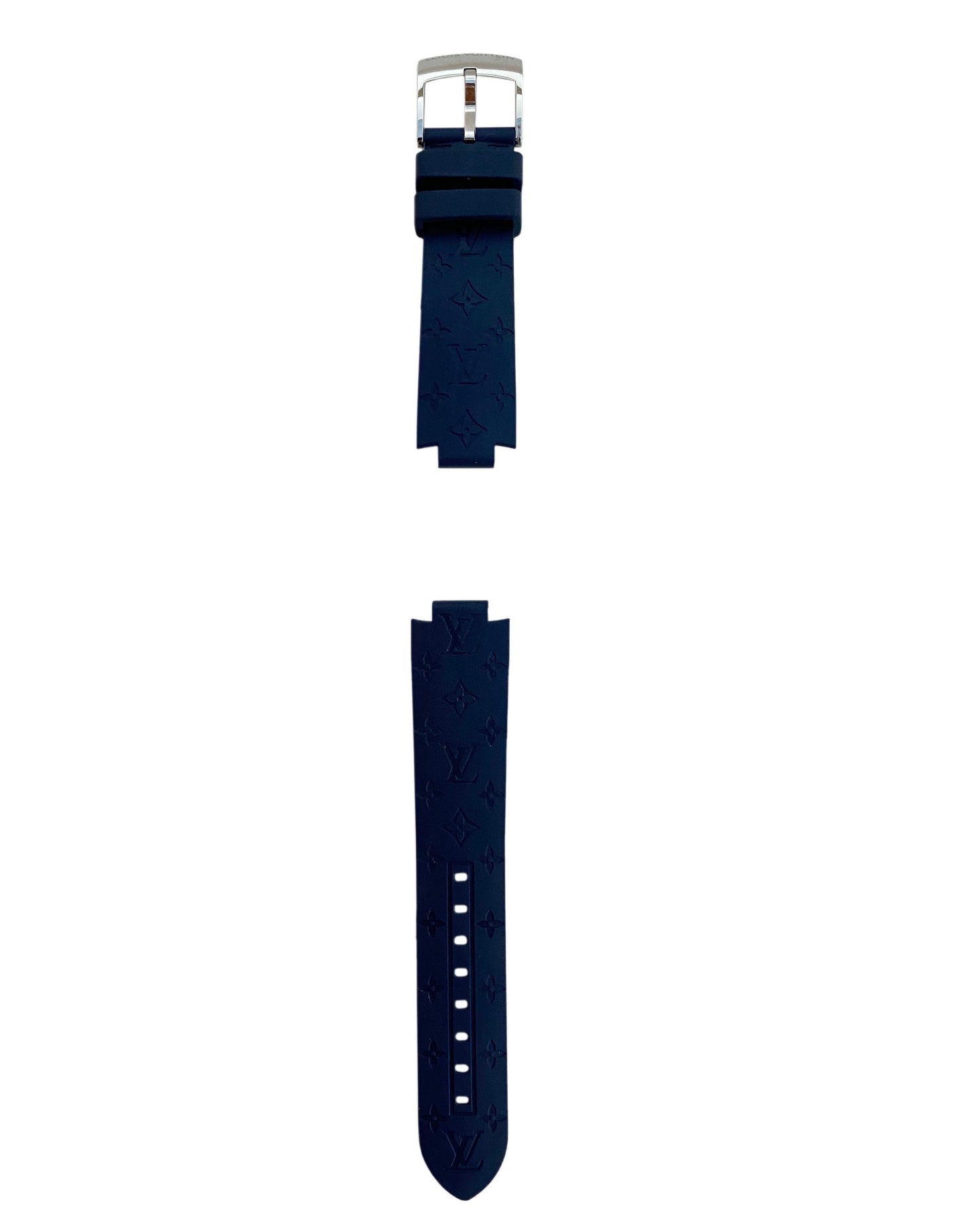 Louis Vuitton Navy Blue Rubber Monogram Tambour Watch Strap