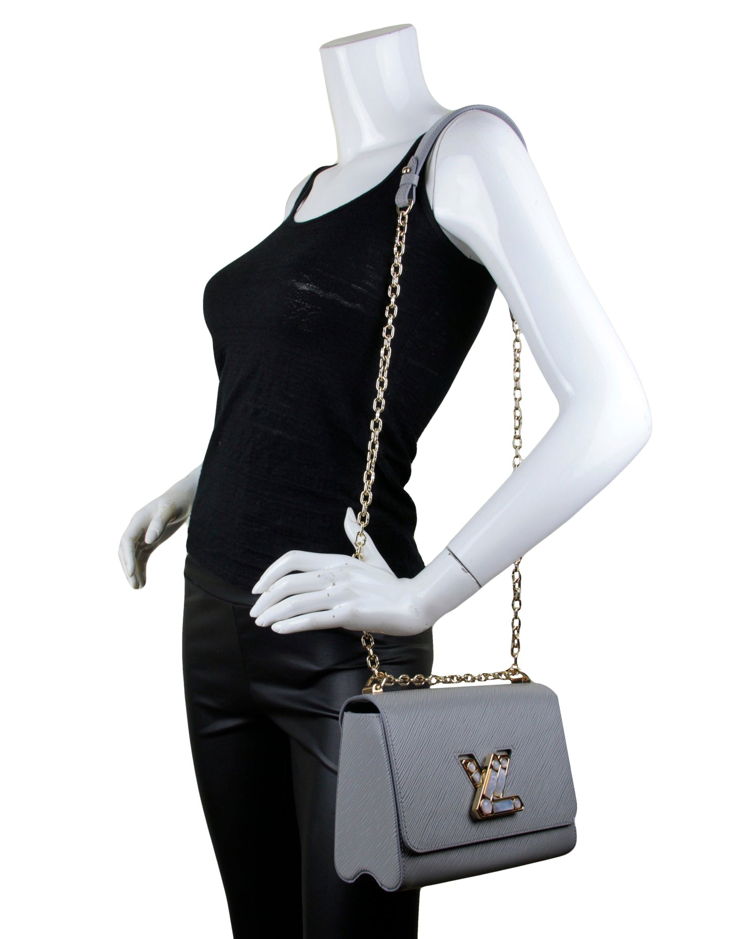 Louis Vuitton Grey Leather Epi Twist MM Bag with Moonstone Logo