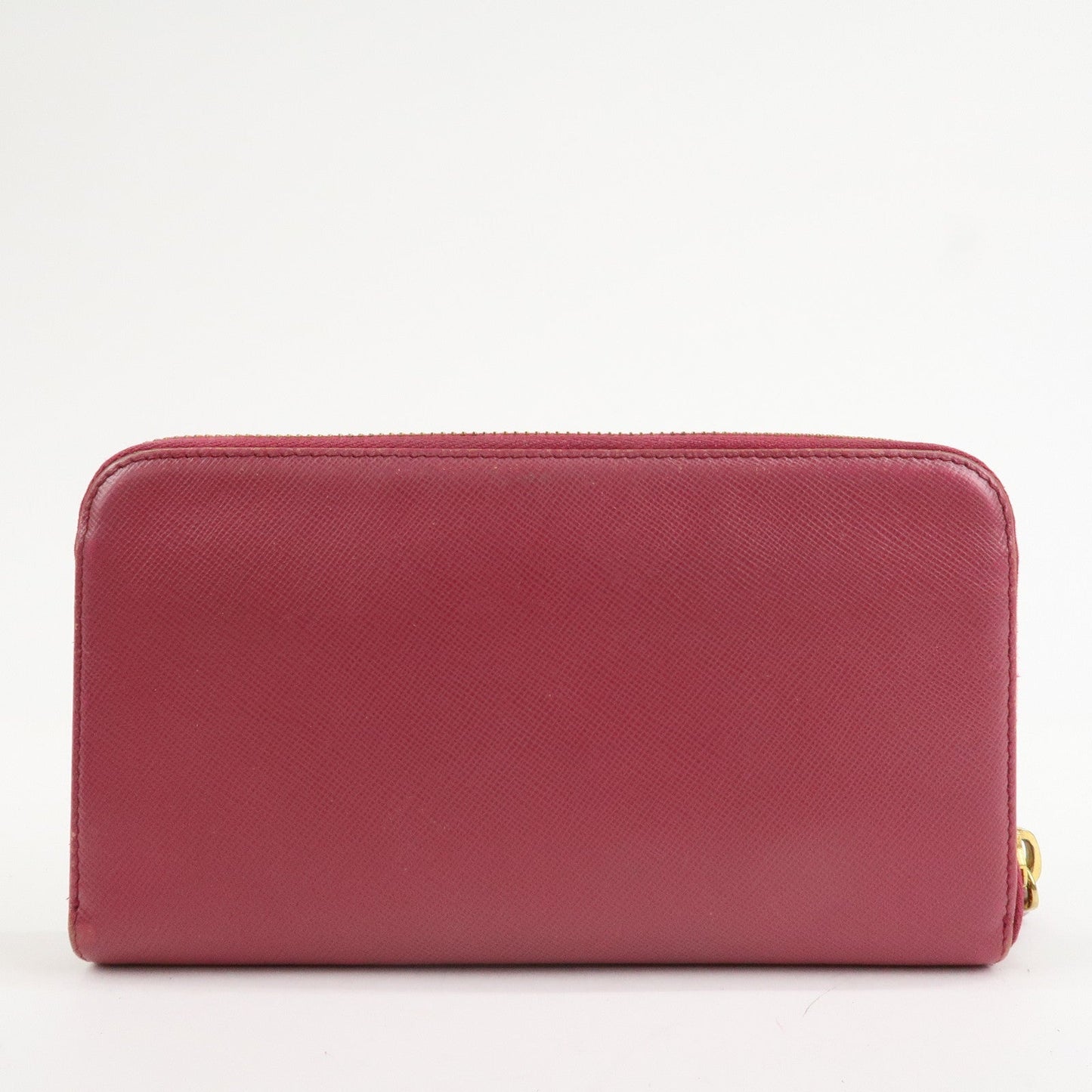 PRADA Logo Saffiano Leather Round Zippy Long Wallet Pink 1M0506  d