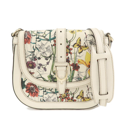 GUCCI Flora Leather Shoulder Bag Crossbody Bag Ivory 336749
