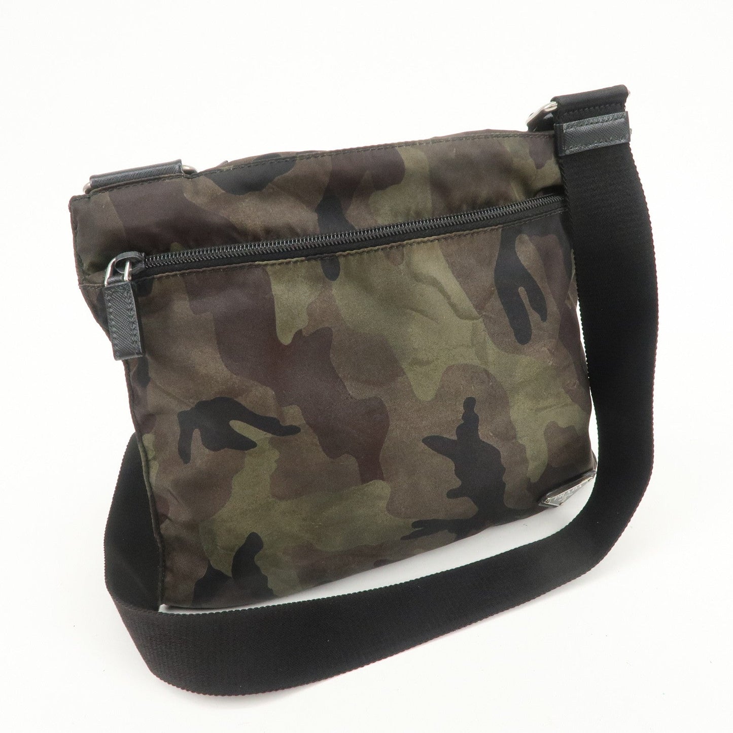 PRADA Triangle Logo Nylon Shoulder Bag Crossbody Bag Green VA0886