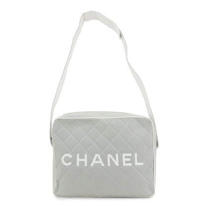 CHANEL Sports Line COCO Mark Canvas Leather Shoulder Bag Gray White