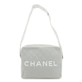 CHANEL Sports Line COCO Mark Canvas Leather Shoulder Bag Gray White
