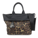 PRADA Logo Nylon Leather Leopard 2Way Bag Shoulder Bag Black B1959V