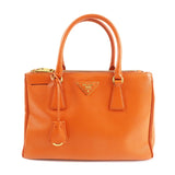 PRADA Triangle Logo Leather 2Way Hand Bag Orange 1BA863  d