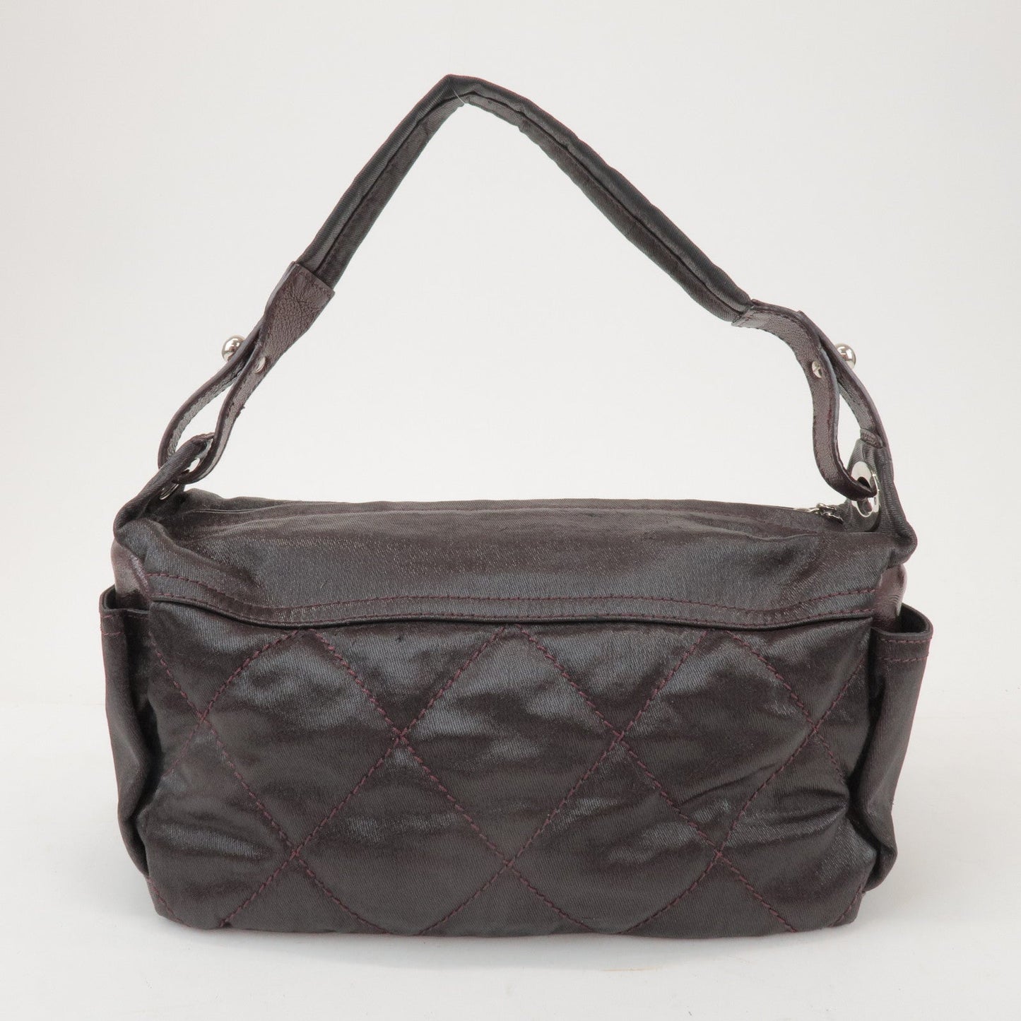 CHANEL Biarritz PVC Coated Canvas Calf Leather Shoulder Bag A34205