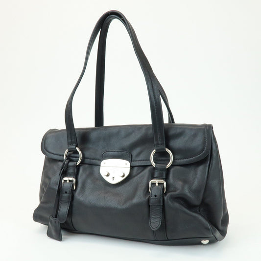 PRADA Calf Leather Shoulder Bag Black BR4479