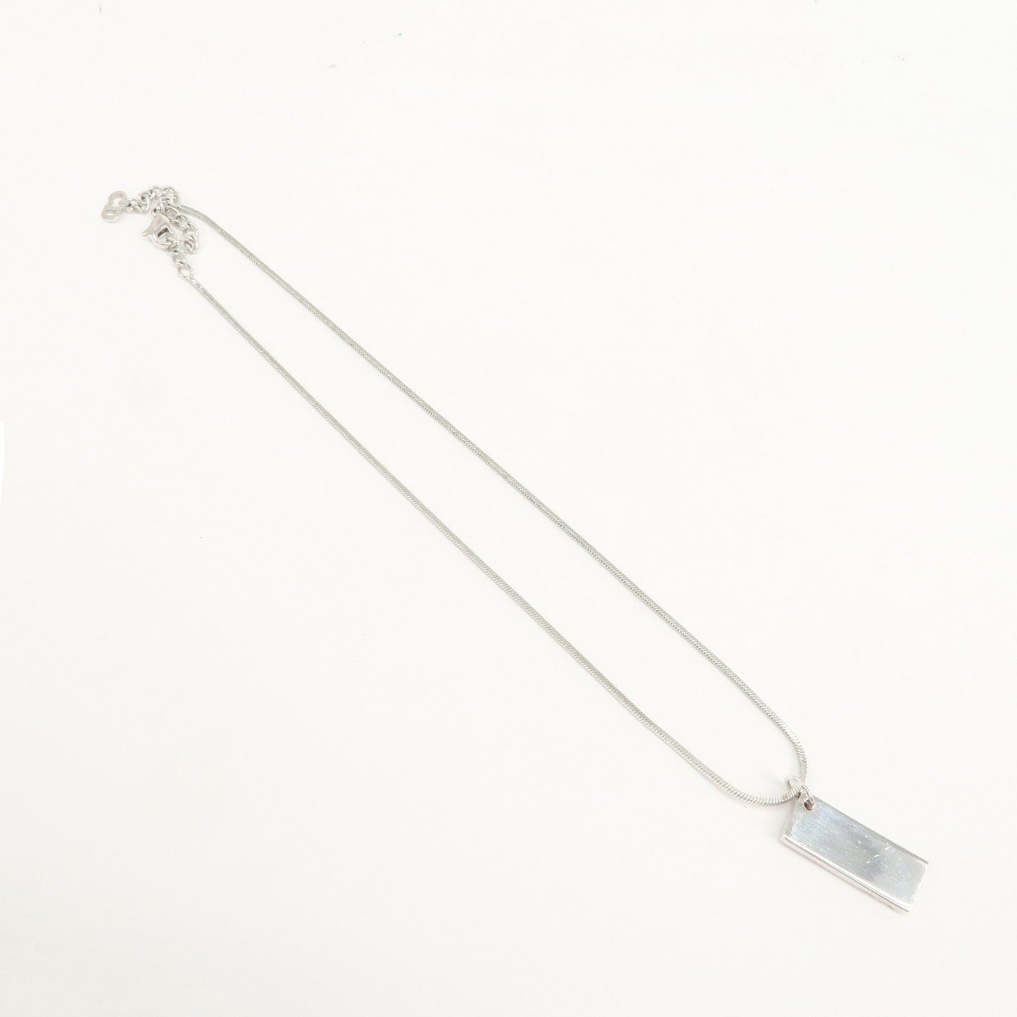 Christian Dior Trotter Logo Metal Necklace Pink Silver