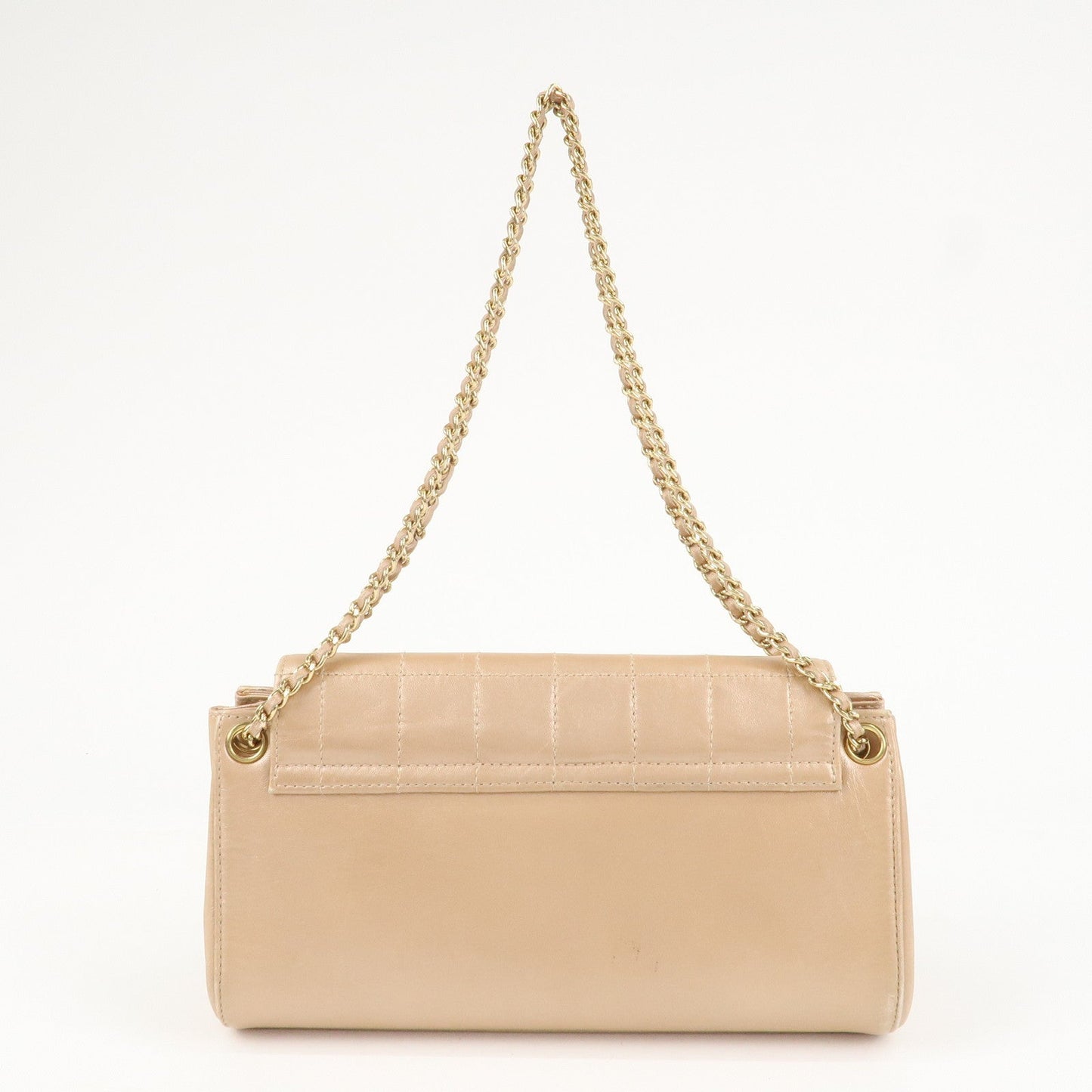 CHANEL Chocolate Bar Leather Chain Shoulder Bag Pink Gold  d