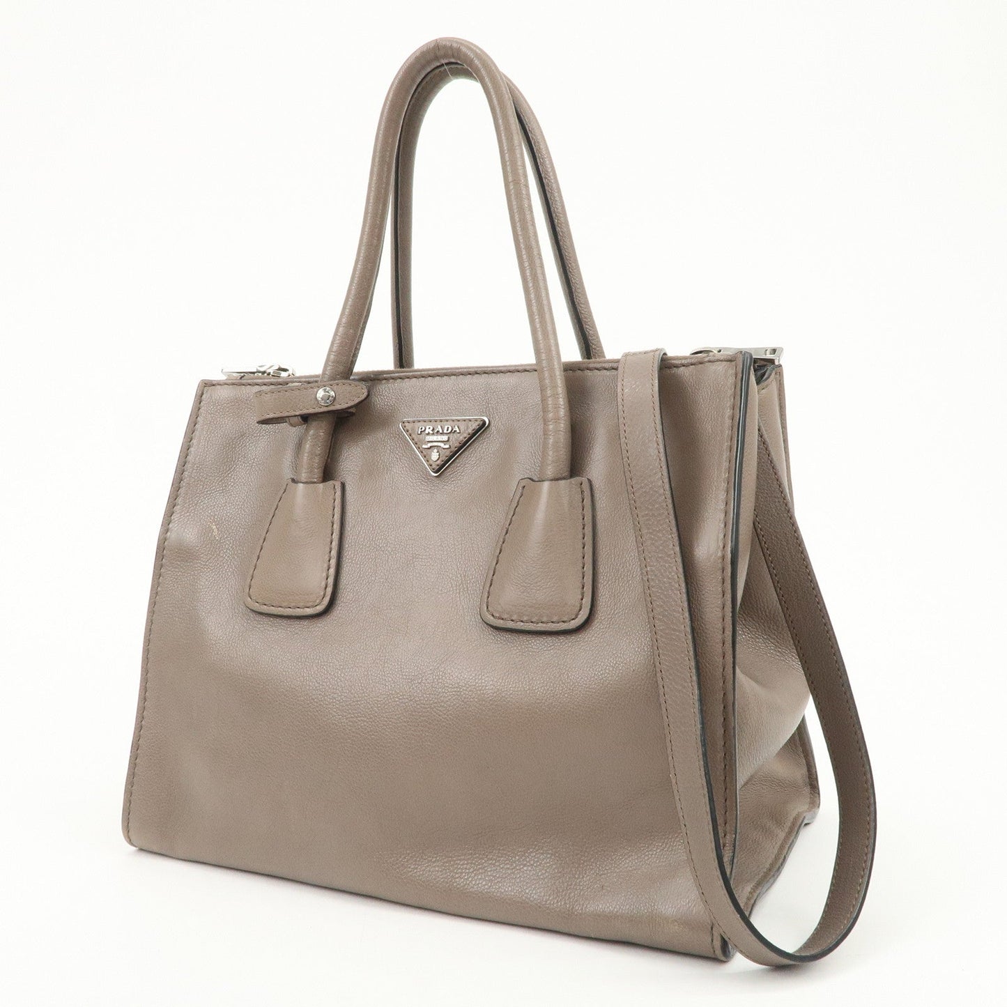 PRADA Triangle Logo 2Way Bag Hand Bag Shoulder Bag Gray BN2619