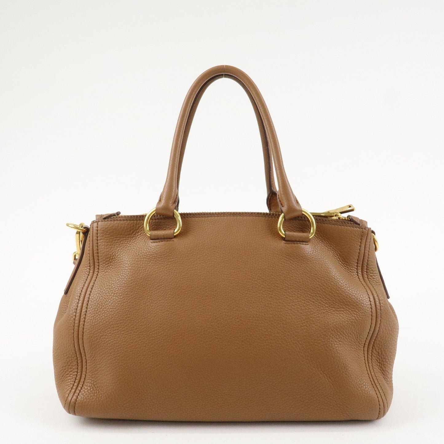 PRADA Logo VIT.DAINO Calf Leather 2Way Tote Bag Brown 1BA866  d