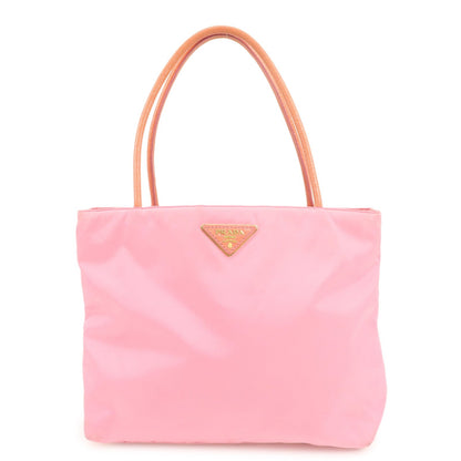 PRADA Triangle Logo Nylon Patent Leather Tote Bag Shoulder Bag Pink