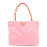 PRADA Triangle Logo Nylon Patent Leather Tote Bag Shoulder Bag Pink