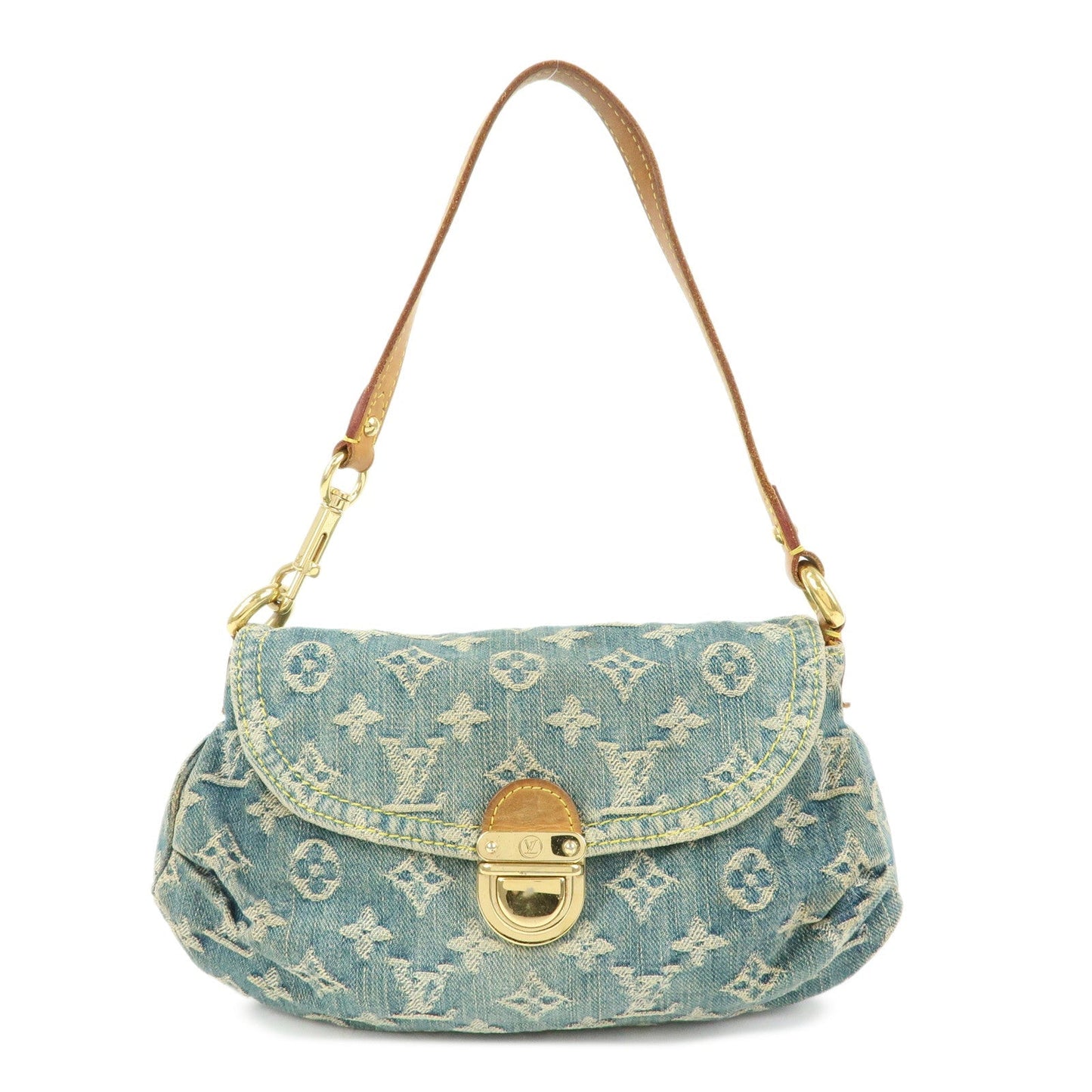 Louis Vuitton Monogram Denim Mini Pleaty Shoulder Bag Blue M95050