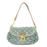 Louis Vuitton Monogram Denim Mini Pleaty Shoulder Bag Blue M95050