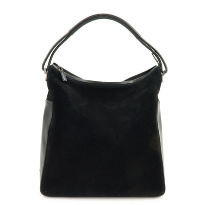GUCCI Suede Leather Shoulder Bag Hand Bag Black 001?3770?0021222