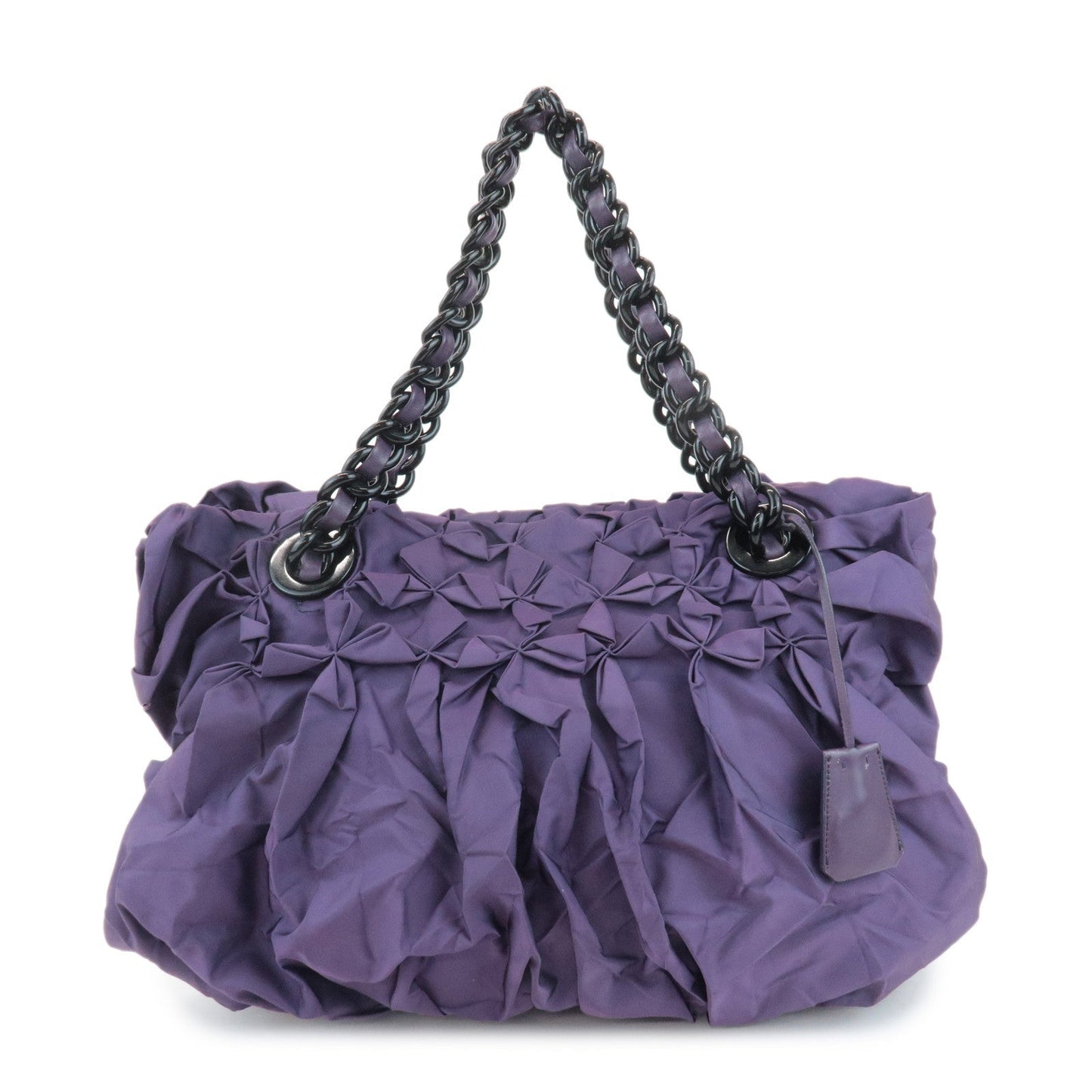 PRADA Triangle Logo Leather Nylon Tote Bag Shoulder Bag Purple  d