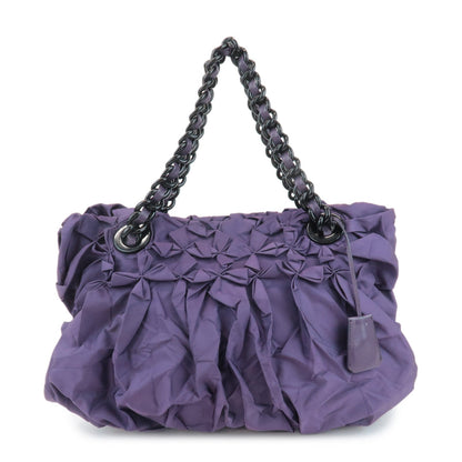 PRADA Triangle Logo Leather Nylon Tote Bag Shoulder Bag Purple  d