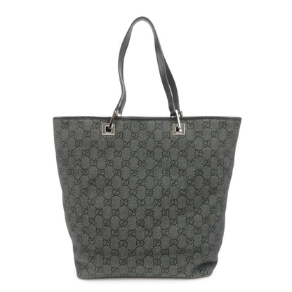 GUCCI GG Denim Leather Tote Bag Hand Bag Shoulder Bag Black 31243