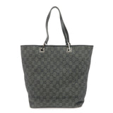 GUCCI GG Denim Leather Tote Bag Hand Bag Shoulder Bag Black 31243