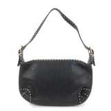 FENDI Selleria Logo Leather Shoulder Bag Hand Bag Black