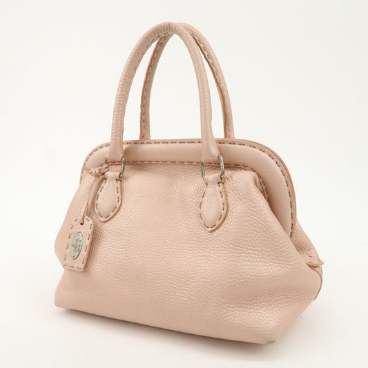 FENDI Selleria Leather Boston Bag Hand Bag Pink 8BN127  d