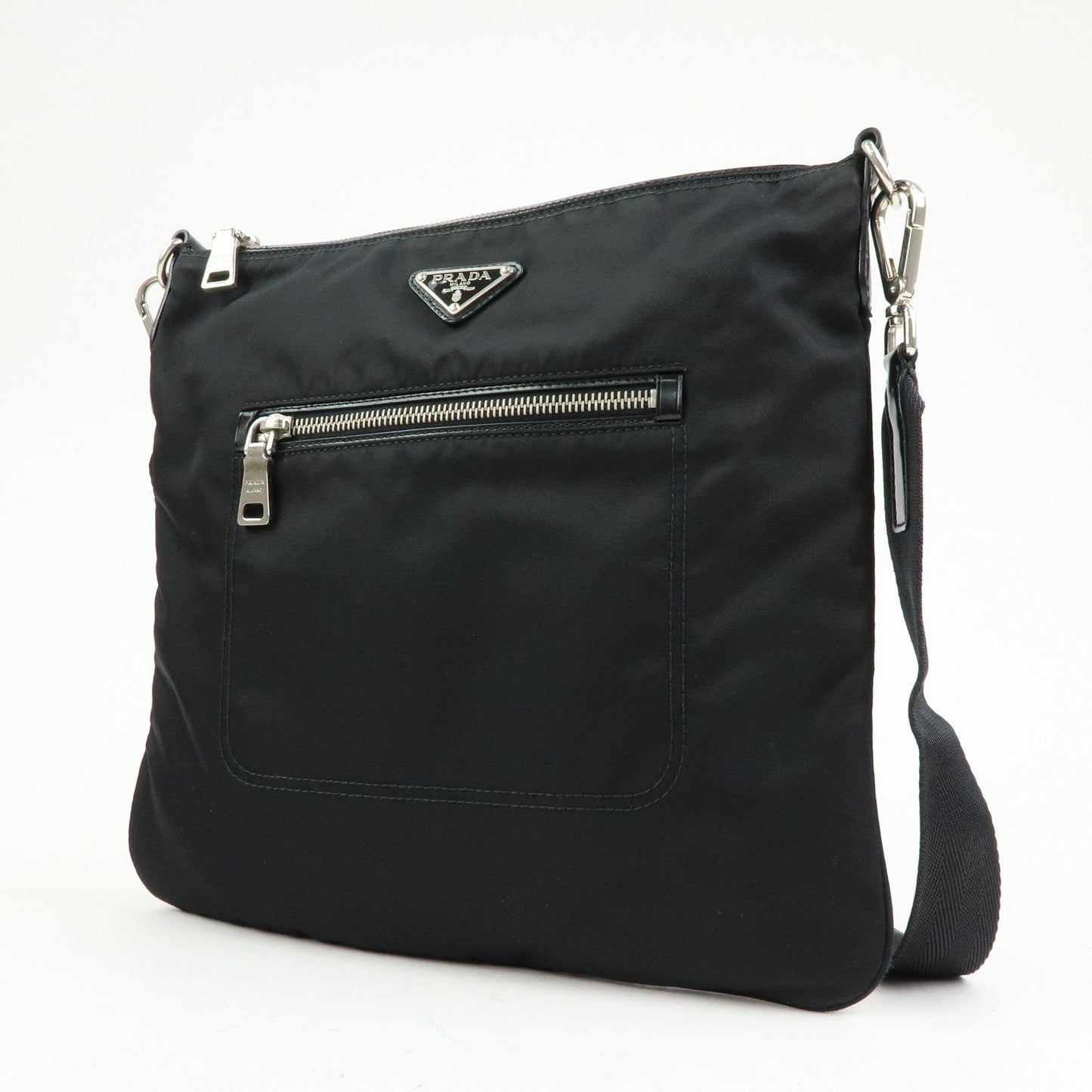PRADA Triangle Logo Nylon Shoulder Bag Crossbody Bag Black BT0715