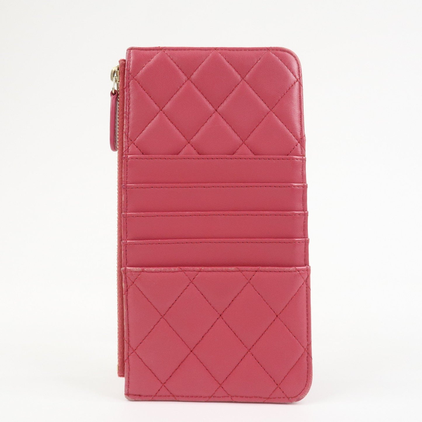 CHANEL COCO Mark Matelasse Lamb Skin Card Fragment Case Pink AP0225