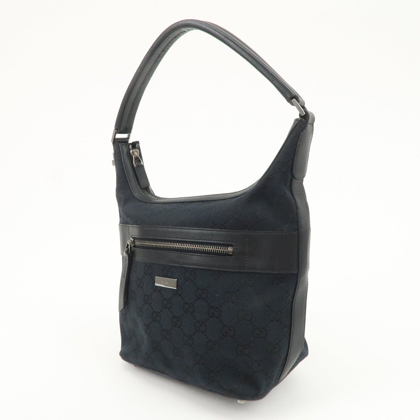 GUCCI GG Canvas Leather Shoulder Bag Hand Bag Black 001.4299  d