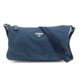 PRADA Triangle Logo Nylon Leather Shoulder Bag Crossbody Bag Navy
