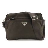 PRADA Triangle Logo Nylon Leather Shoulder Bag Crossbody Bag