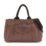 PRADA Logo Canapa Canvas 2Way Bag Hand Bag Brown BN2642