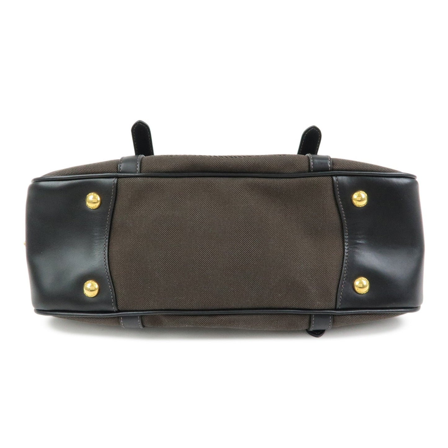 PRADA Logo Jacguard Leather 2Way Bag Hand Bag Shoulder Bag Brown