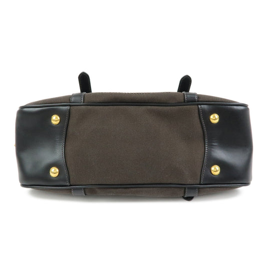 PRADA Logo Jacguard Leather 2Way Bag Hand Bag Shoulder Bag Brown