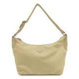 PRADA Triangle Logo Nylon Leather Shoulder Bag Hand Bag Beige