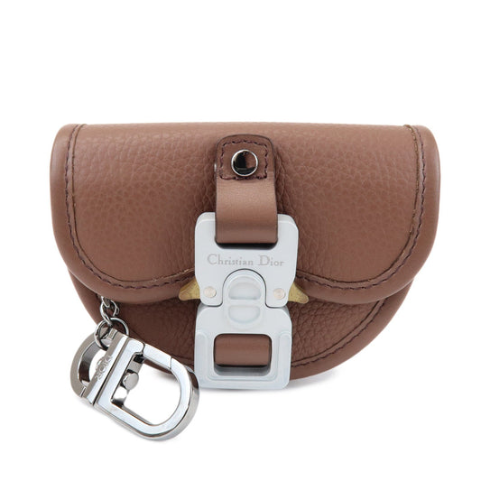 Christian Dior Leather Gallop Nano Pouch Coin Case Key Case Brown