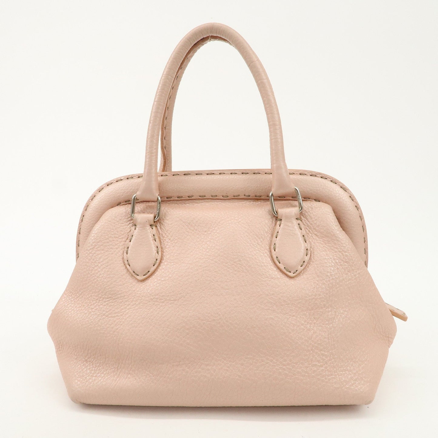 FENDI Selleria Leather Boston Bag Hand Bag Pink 8BN127  d
