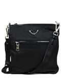 Prada Black Tessuto Nylon Flat Crossbody Bag w/ Front Pocket