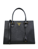 Prada Black Saffiano Leather Lux Convertible Tote Bag w/ Strap 1BA118