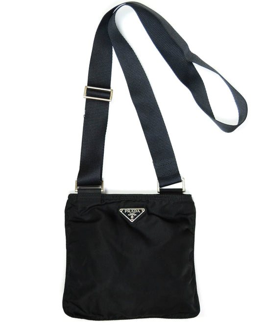 Prada Black Tessuto Nylon Flat Mini Crossbody Bag