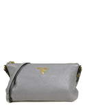 Prada Marmo Grey Leather Messenger Crossbody Bag