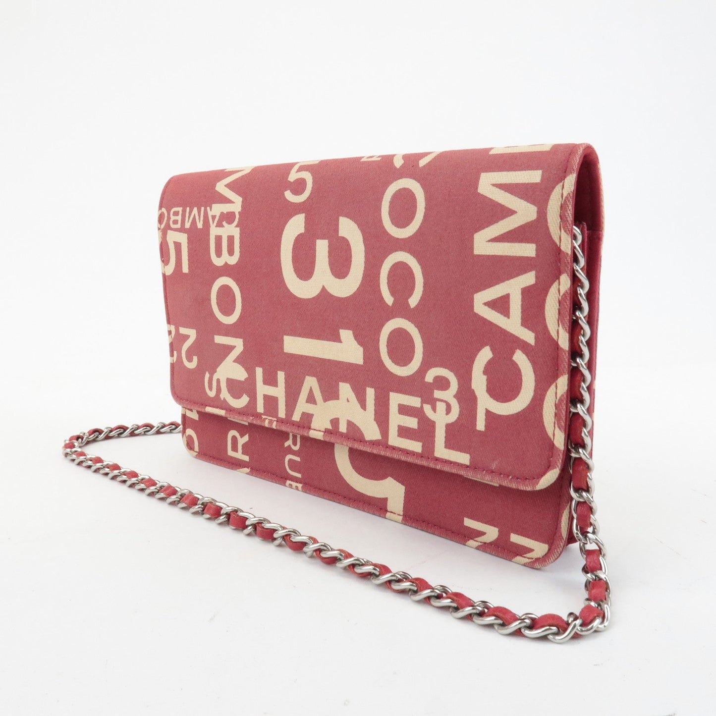 CHANEL By Sea Line Canvas Chain Shoulder Bag Red  d