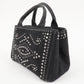 PRADA Canapa Mini Canvas Studs 2Way Shoulder Bag Hand Bag Black B2439G  d