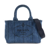 PRADA Canapa Mini Canvas Denim 2Way Shoulder Hand Bag Navy B2439G  d