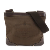 PRADA Logo Jacquard Leather Shoulder Bag Brown BT0537